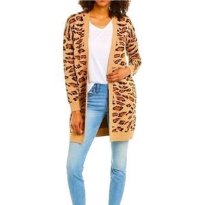 Splendid Animal Print Open Front Cardigan Sweater